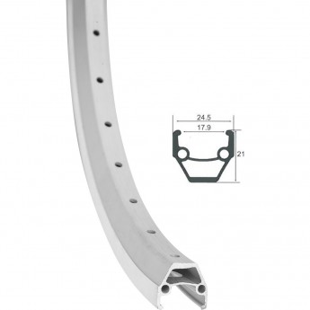 Обод 24" HLQC-02AB 14Gх36Н двойной фрезерованный, серебристый Обод 24" HLQC-02AB 14Gх36Н двойной фрезерованный, серебристый