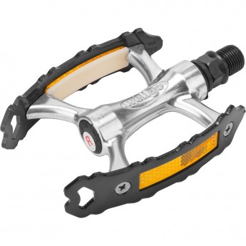 Педали C202 Wellgo ось 9/16" со светоотражателями, алюминиевые чёрно-серебристые Педали C202 Wellgo ось 9/16" со светоотражателями, алюминиевые чёрно-серебристые